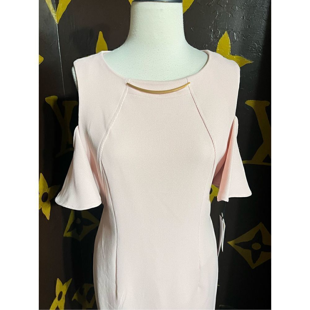NWT Ivanka Trump Pink Cold Shoulder, Short Sleeve Dress Size 6 - Picture 2 of 4